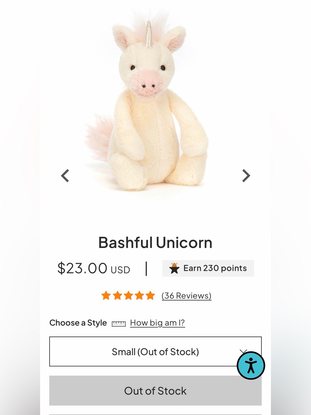 Little Bashful Unicorn NWT
